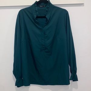 Shein Curve Emerald Green Ruffle Blouse 1XL